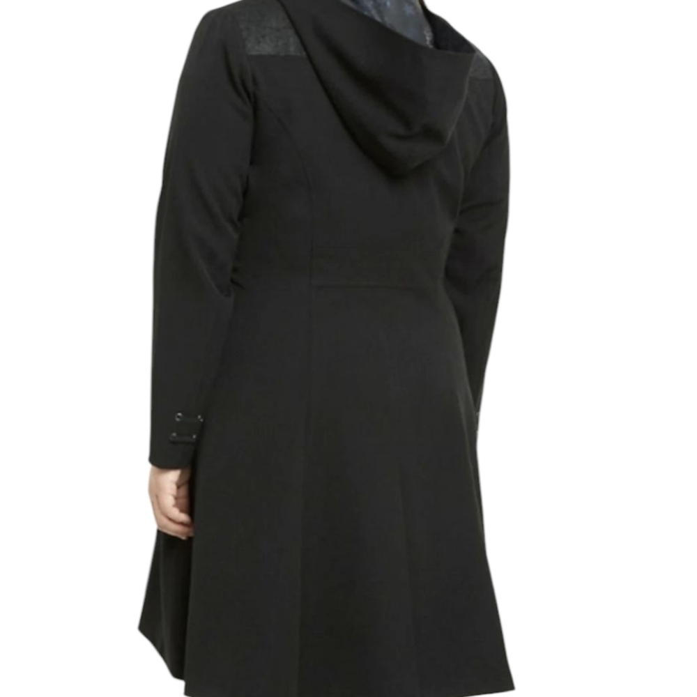 NWT Torrid Harry Potter Deathly Hallows Hooded Trench Coat Black, Size 6 - Picture 2 of 11